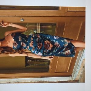 Floral print satin dress